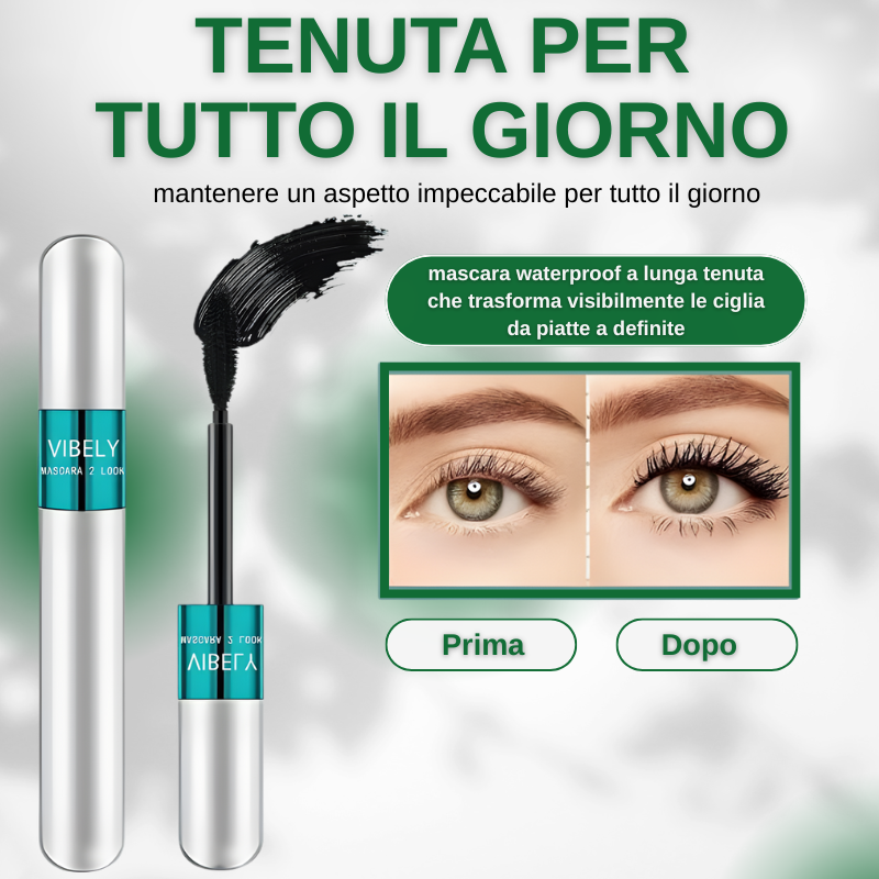 Mascara impermeabile 2 in 1 in fibra di seta 4D