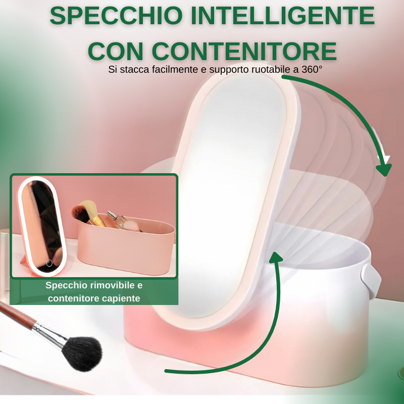 Organizer da viaggio portatile per trucchi con LED