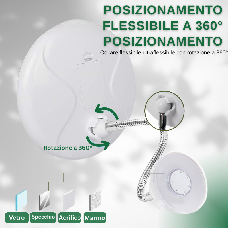 Specchio cosmetico illuminato a LED con ingrandimento 10x