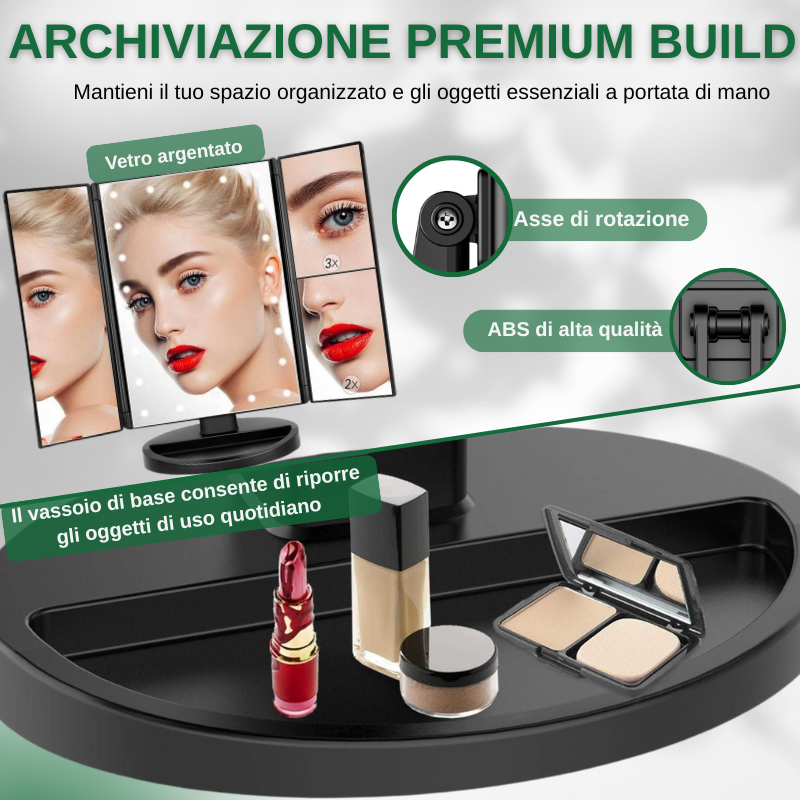 Specchio cosmetico con luce LED e touch screen