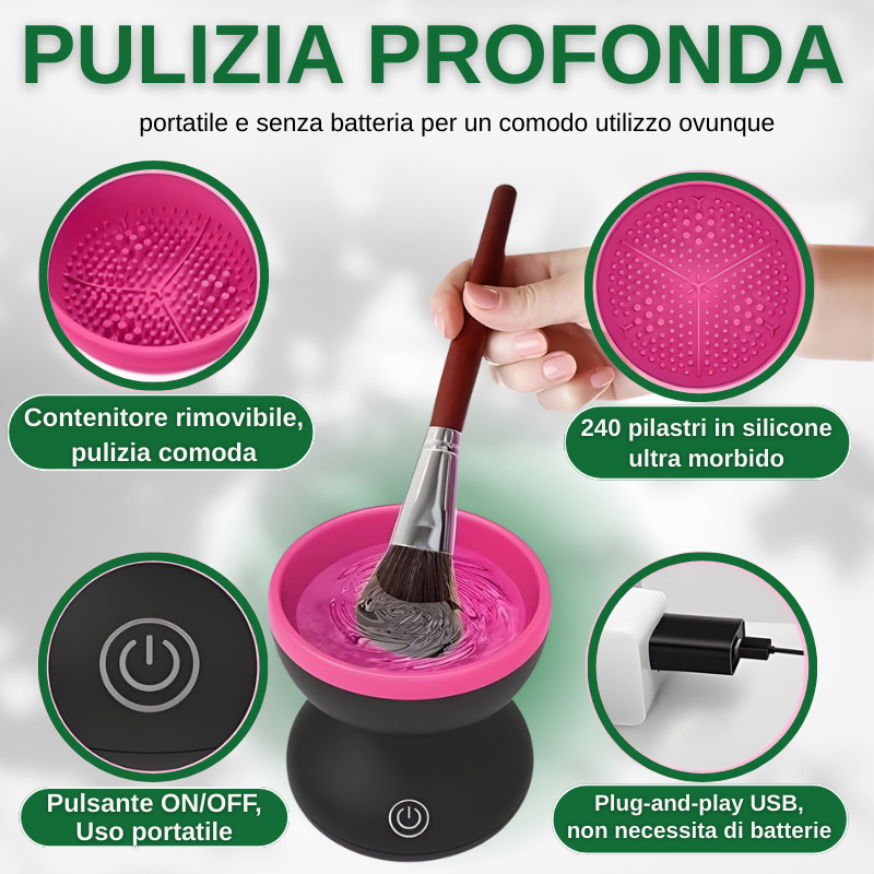 Pulitore elettrico per pennelli da trucco