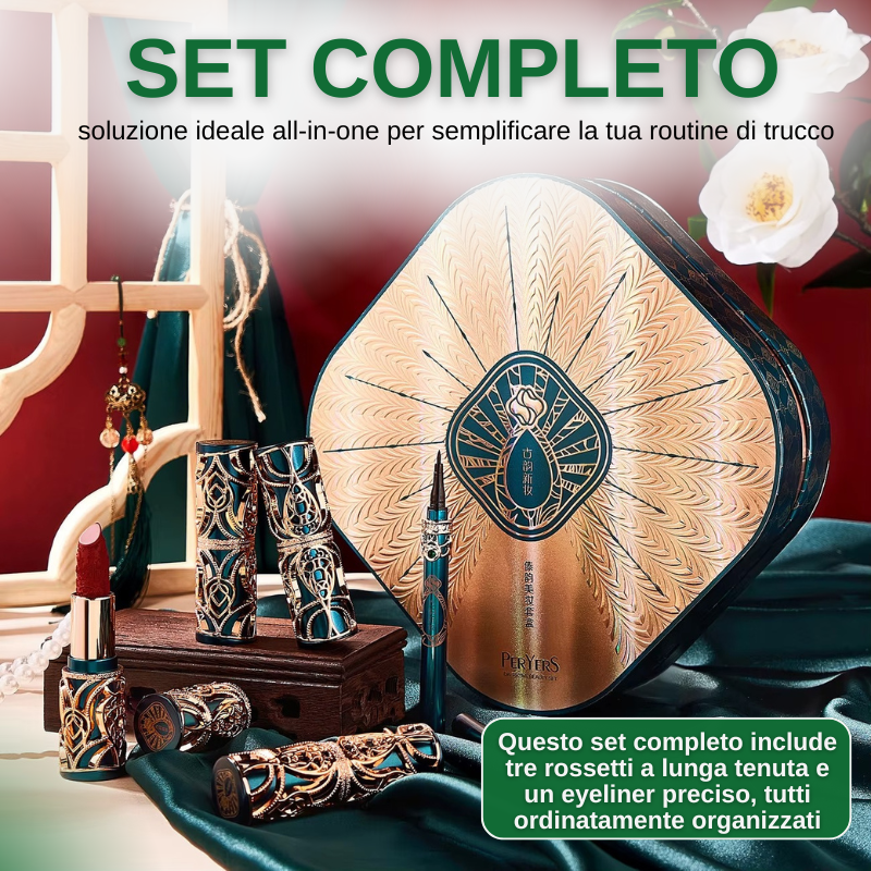 Set trucco da 5 pezzi: 4 rossetti e eyeliner