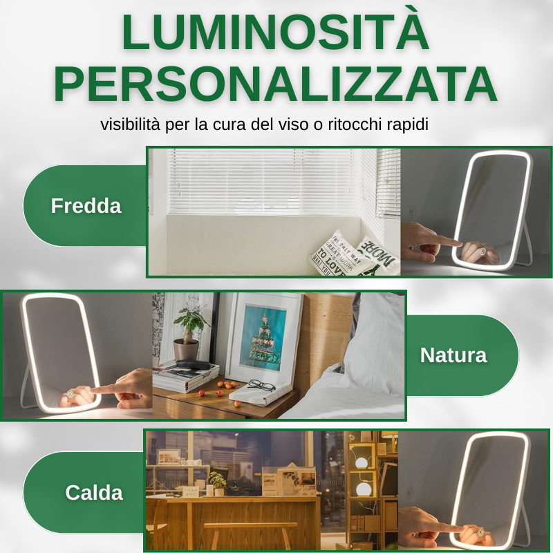 Specchio per il trucco a LED con interruttore dimmer touch