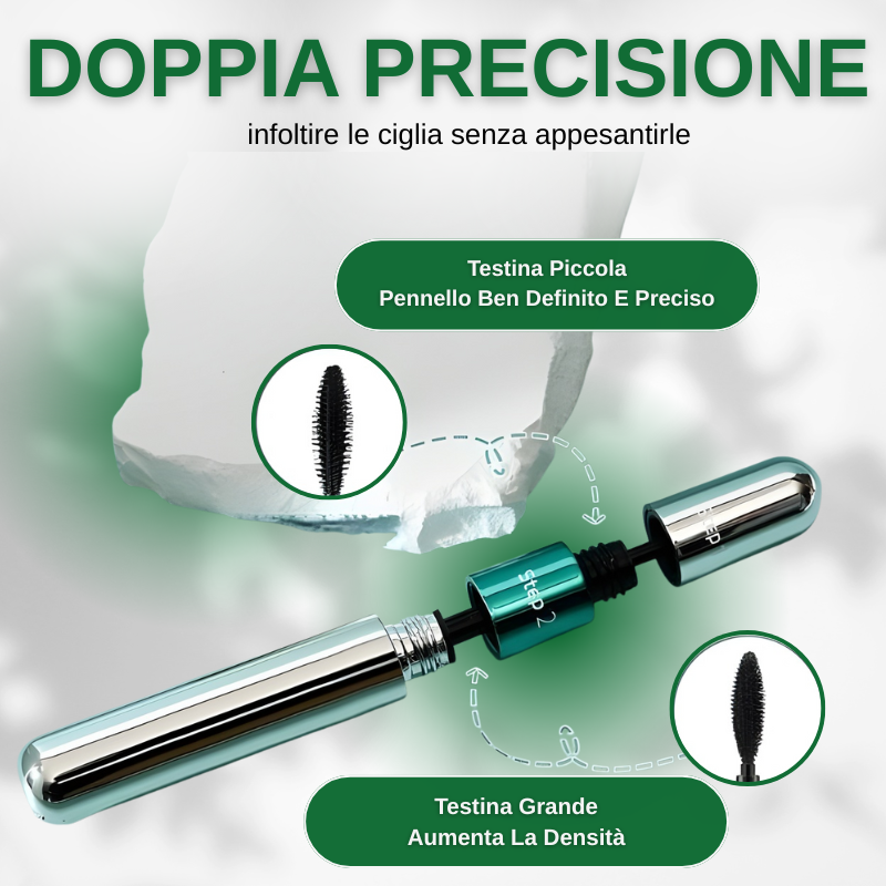 Mascara impermeabile 2 in 1 in fibra di seta 4D