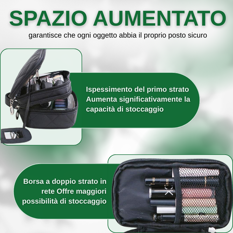 Borsa cosmetica impermeabile a doppio strato da donna