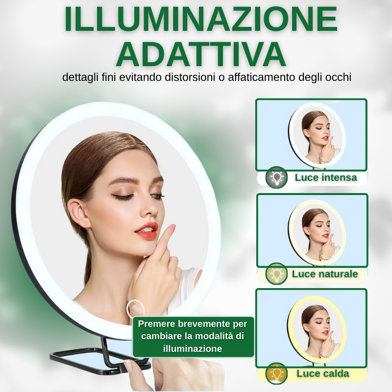 Specchio ingranditore portatile con luce