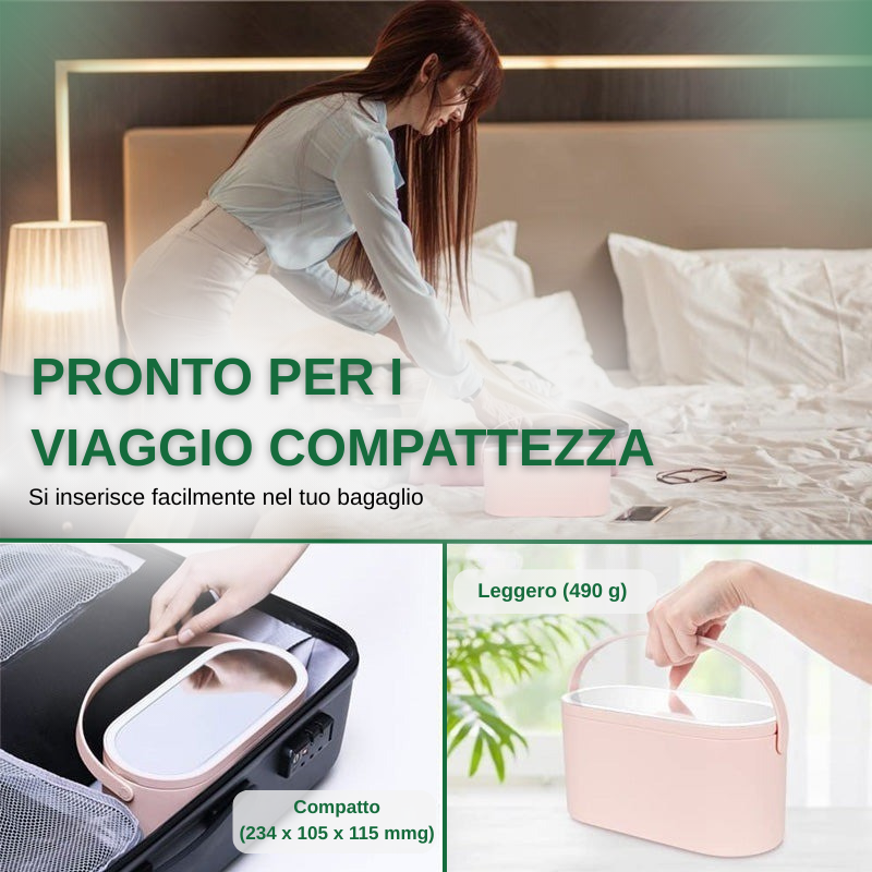 Organizer da viaggio portatile per trucchi con LED