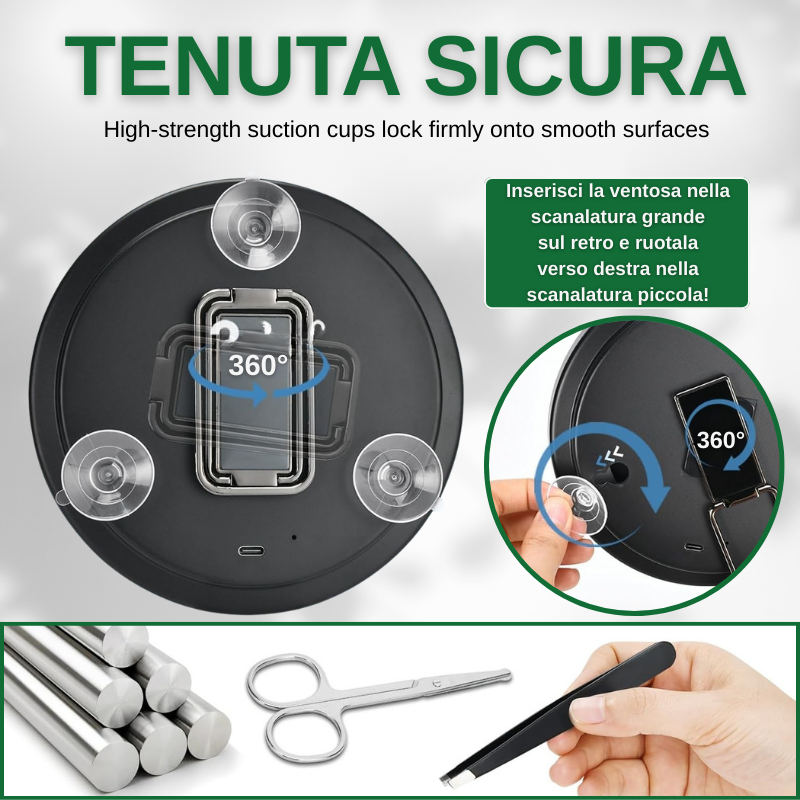 Specchio ingranditore portatile con luce