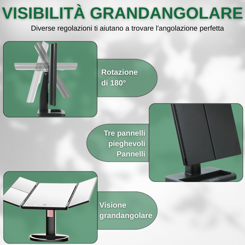 Specchio cosmetico con luce LED e touch screen