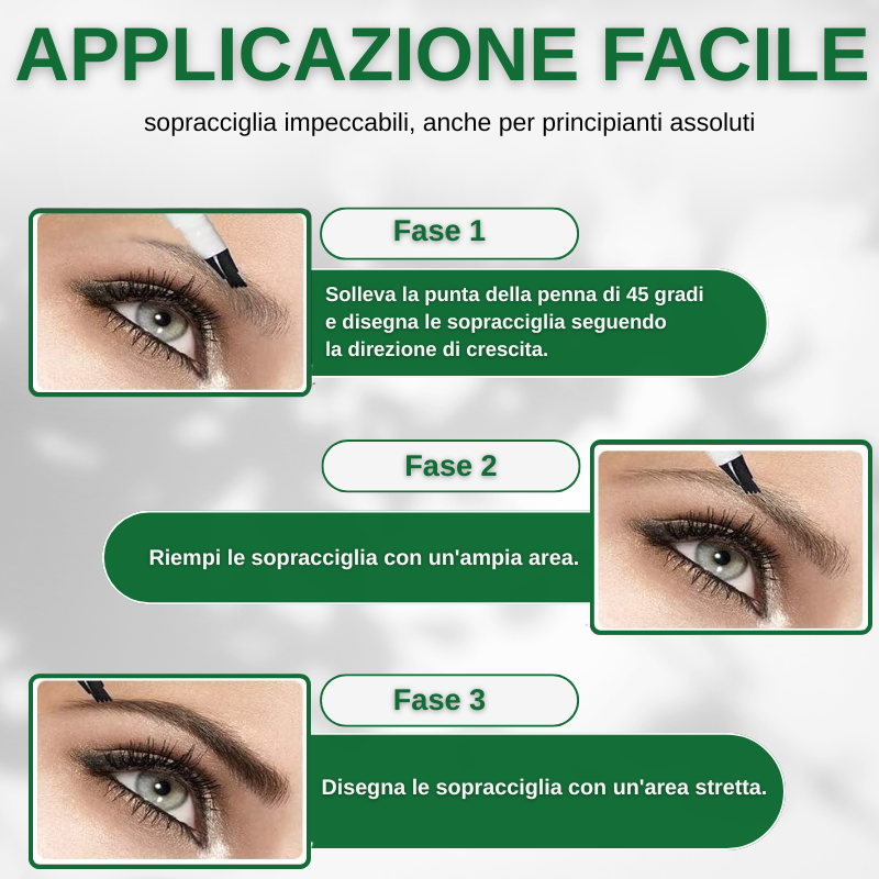 Matita liquida per sopracciglia impermeabile a 4 punte