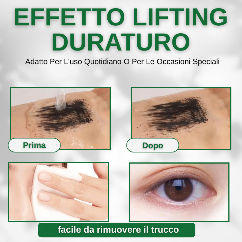 Mascara impermeabile 2 in 1 in fibra di seta 4D