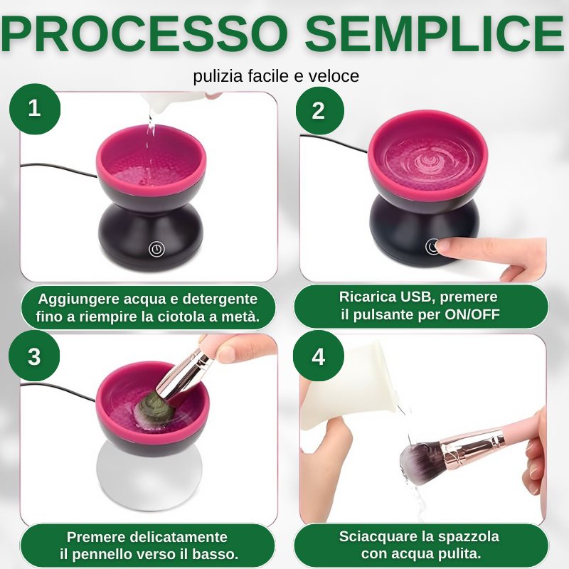 Pulitore elettrico per pennelli da trucco
