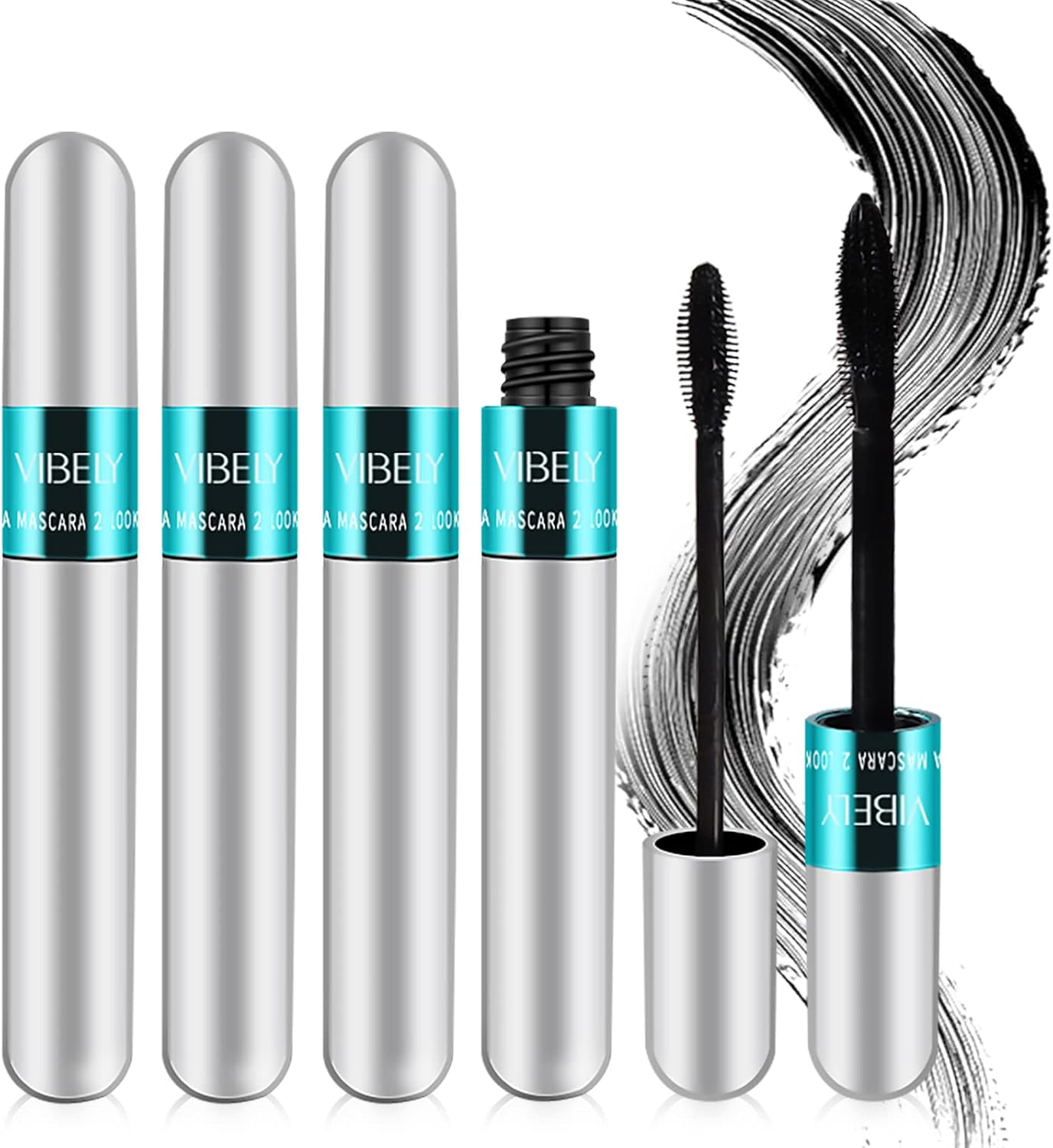 Mascara impermeabile 2 in 1 in fibra di seta 4D